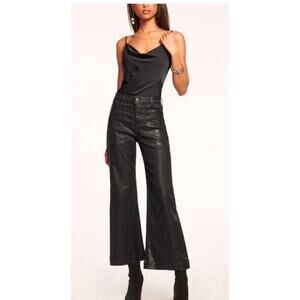 NWT 295 Ramy Brook Women's Metallic Clifford Cropped Wide Jeans 25 26 28